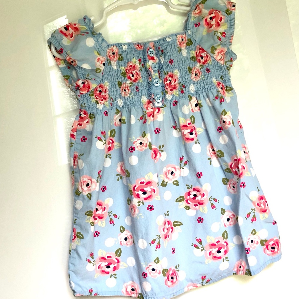 Tunic Girl Flowers Shirt Pink Blue